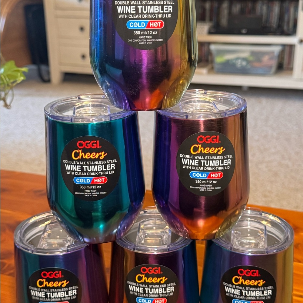 OGGI Wine Tumblers Set - Rainbow / Oil Slick